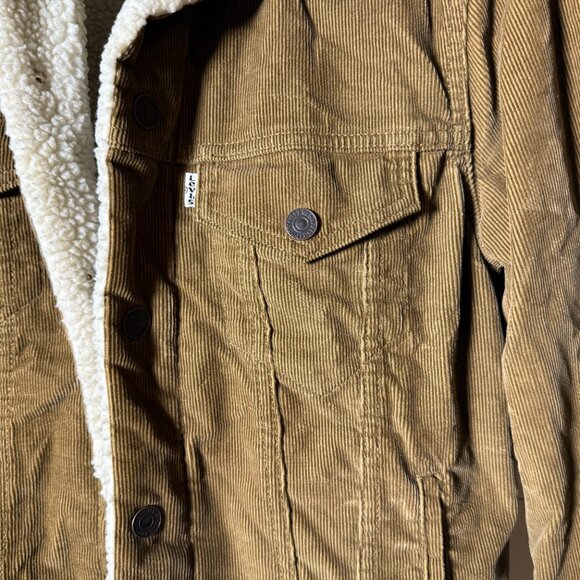 Levi Strauss & Co Brown/Nubuck Corduroy Sherpa Lined Trucker Jacket Size Small - Picture 9 of 13